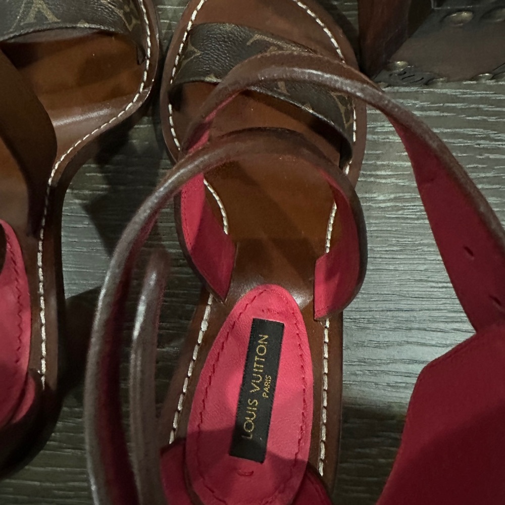 Louis Vuitton Brown and Pink Heels with Distinctive Design - Picture 6 of 8